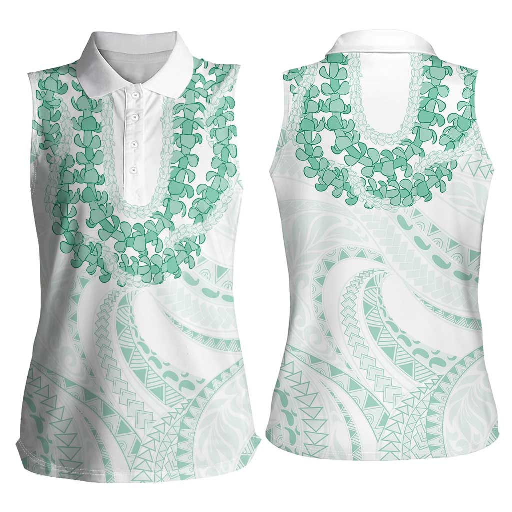 Aloha Lei Onaona Women Sleeveless Polo Shirt Sage Green Hawaiian Tribal Pattern LT9 - Polynesian Pride