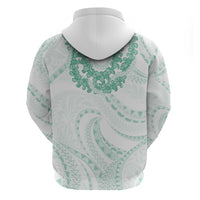 Aloha Lei Onaona Zip Hoodie Sage Green Hawaiian Tribal Pattern