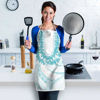 Aloha Lei Onaona Apron Teal Hawaiian Tribal Pattern - Polynesian Pride