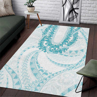 Aloha Lei Onaona Area Rug Teal Hawaiian Tribal Pattern LT9 Teal - Polynesian Pride