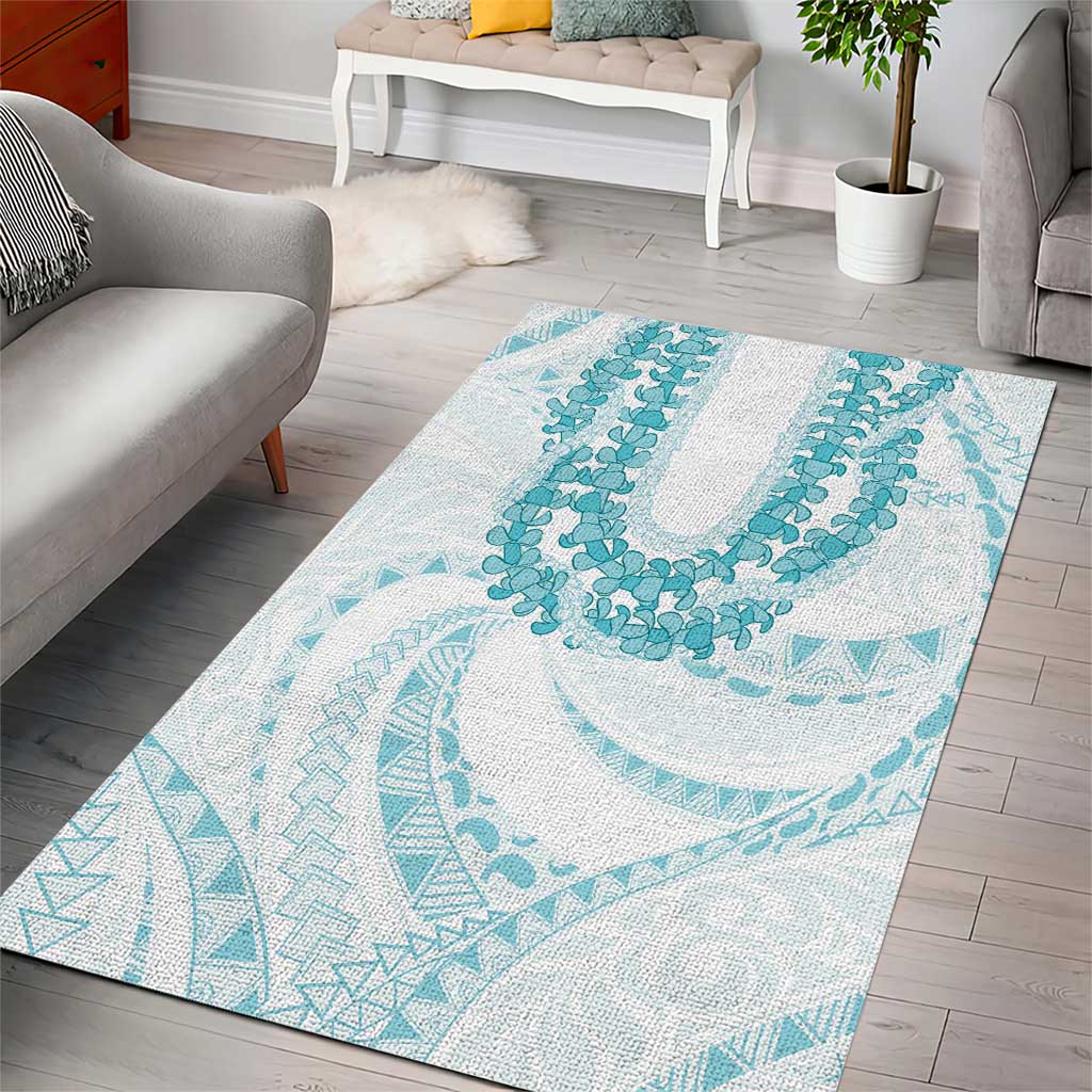 Aloha Lei Onaona Area Rug Teal Hawaiian Tribal Pattern LT9 - Polynesian Pride