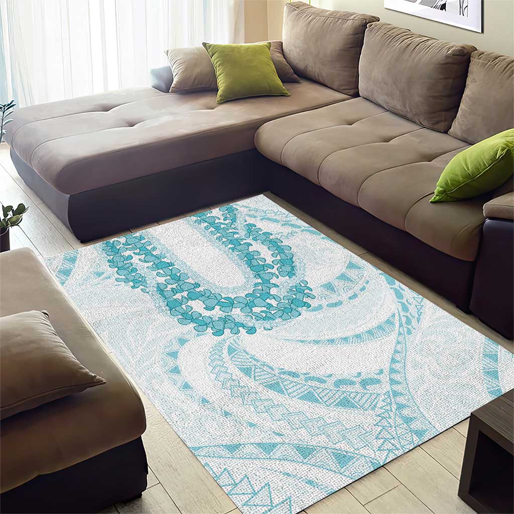 Aloha Lei Onaona Area Rug Teal Hawaiian Tribal Pattern LT9 - Polynesian Pride