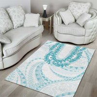 Aloha Lei Onaona Area Rug Teal Hawaiian Tribal Pattern LT9 - Polynesian Pride