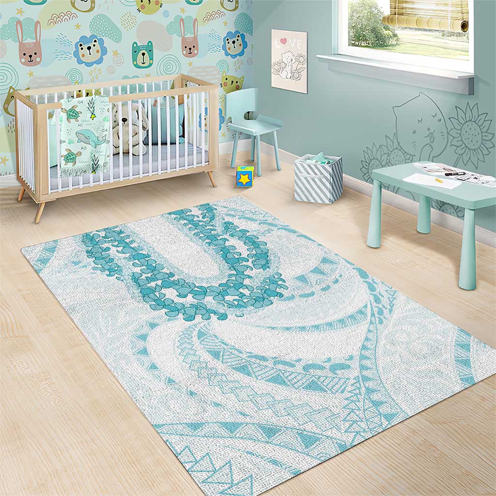 Aloha Lei Onaona Area Rug Teal Hawaiian Tribal Pattern LT9 - Polynesian Pride