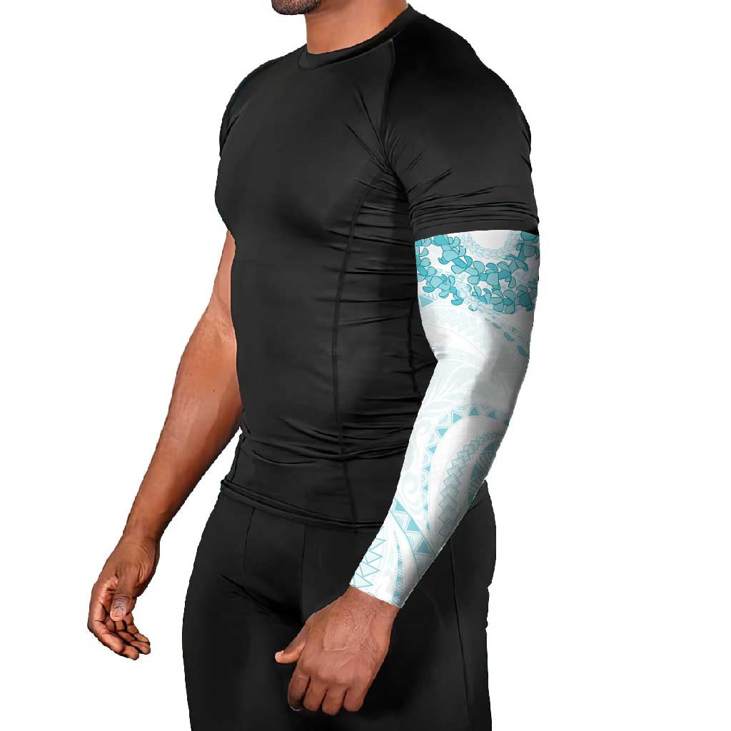 Aloha Lei Onaona Arm Sleeves Teal Hawaiian Tribal Pattern - Polynesian Pride