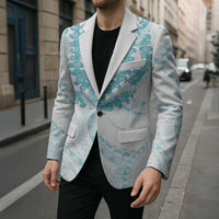 Aloha Lei Onaona Blazer Teal Hawaiian Tribal Pattern - Polynesian Pride