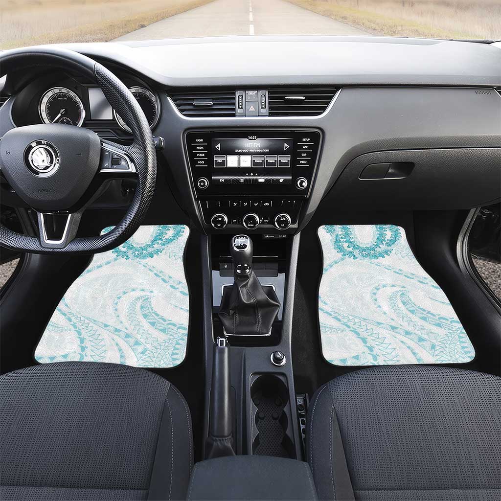 Aloha Lei Onaona Car Mats Teal Hawaiian Tribal Pattern LT9 Set 2pcs - Front Teal - Polynesian Pride