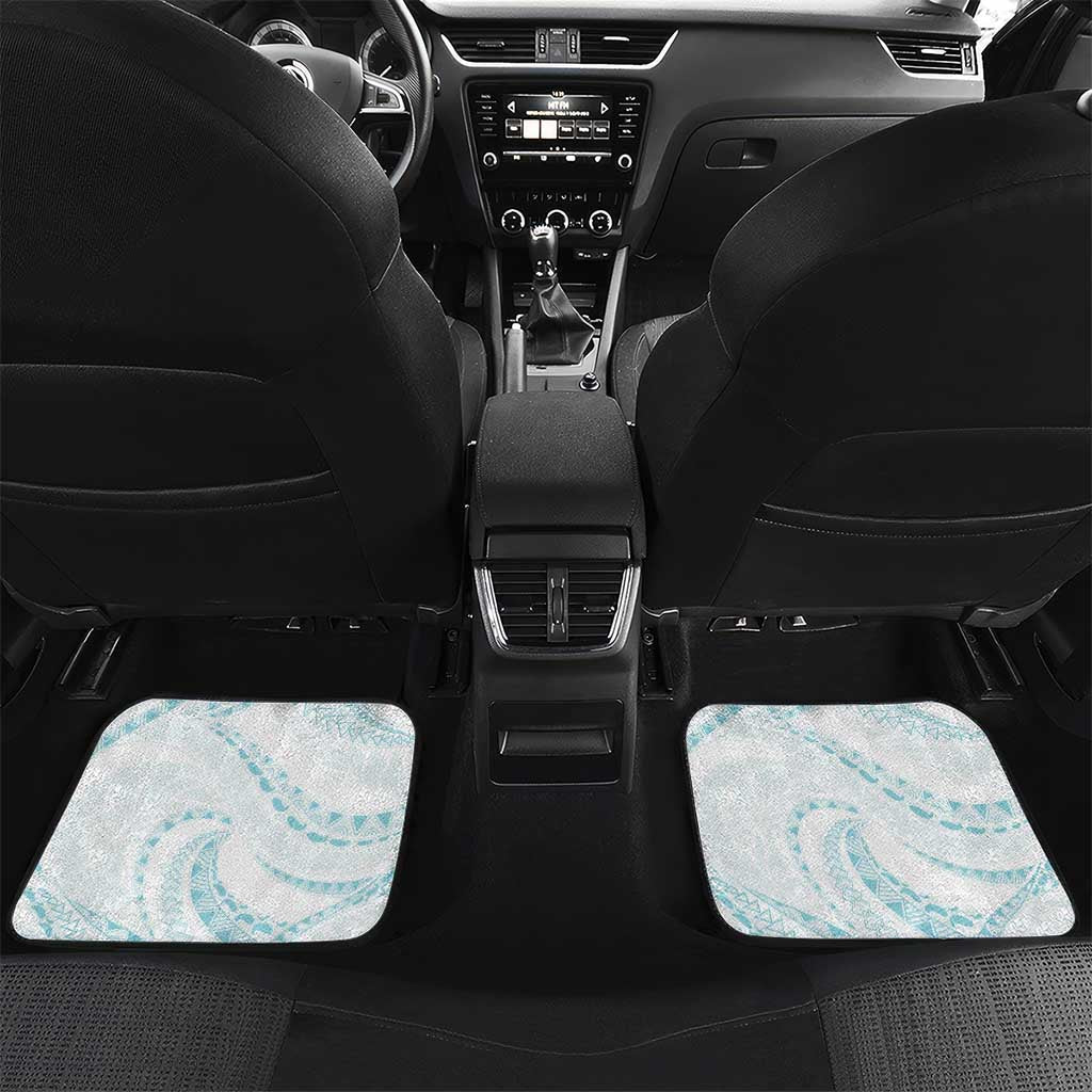 Aloha Lei Onaona Car Mats Teal Hawaiian Tribal Pattern LT9 Set 2pcs - Back Teal - Polynesian Pride