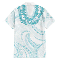 Aloha Lei Onaona Family Matching Long Sleeve Bodycon Dress and Hawaiian Shirt Teal Hawaiian Tribal Pattern LT9 - Polynesian Pride