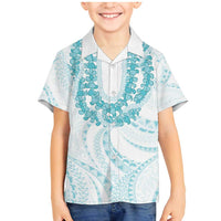 Aloha Lei Onaona Family Matching Mermaid Dress and Hawaiian Shirt Teal Hawaiian Tribal Pattern LT9 Son's Shirt Teal - Polynesian Pride