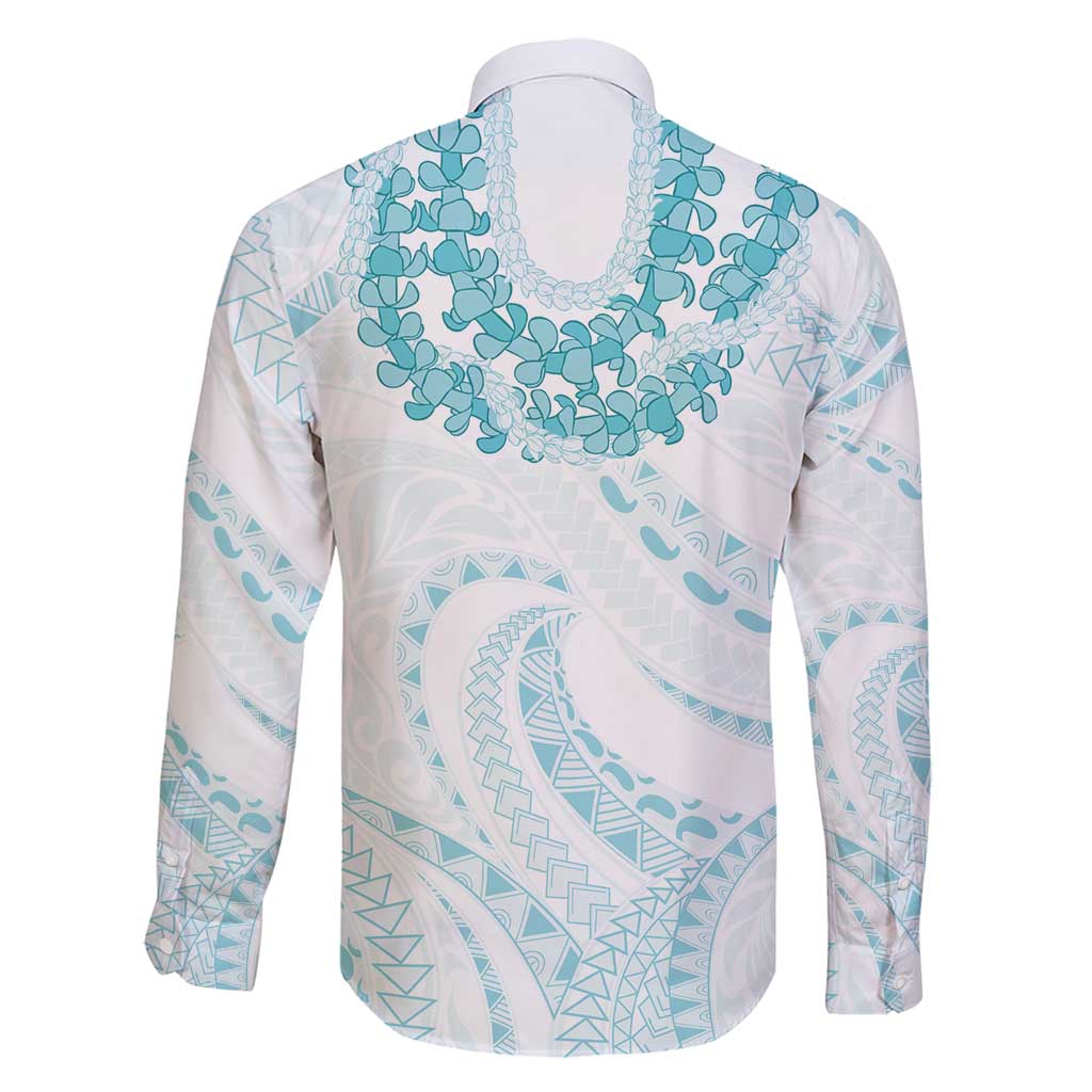 Aloha Lei Onaona Family Matching Off Shoulder Maxi Dress and Hawaiian Shirt Teal Hawaiian Tribal Pattern LT9 - Polynesian Pride