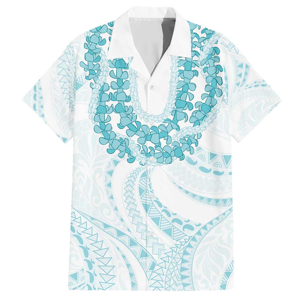 Aloha Lei Onaona Family Matching Summer Maxi Dress and Hawaiian Shirt Teal Hawaiian Tribal Pattern LT9 Dad's Shirt - Short Sleeve Teal - Polynesian Pride