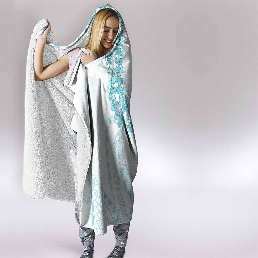 Aloha Lei Onaona Hooded Blanket Teal Hawaiian Tribal Pattern