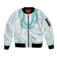 Aloha Lei Onaona Sleeve Zip Bomber Jacket Teal Hawaiian Tribal Pattern LT9 Unisex Teal - Polynesian Pride