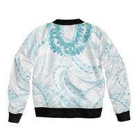 Aloha Lei Onaona Sleeve Zip Bomber Jacket Teal Hawaiian Tribal Pattern LT9 - Polynesian Pride
