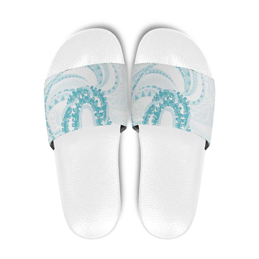 Aloha Lei Onaona Slide Sandals Teal Hawaiian Tribal Pattern LT9 Teal - Polynesian Pride