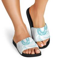 Aloha Lei Onaona Slide Sandals Teal Hawaiian Tribal Pattern LT9 - Polynesian Pride