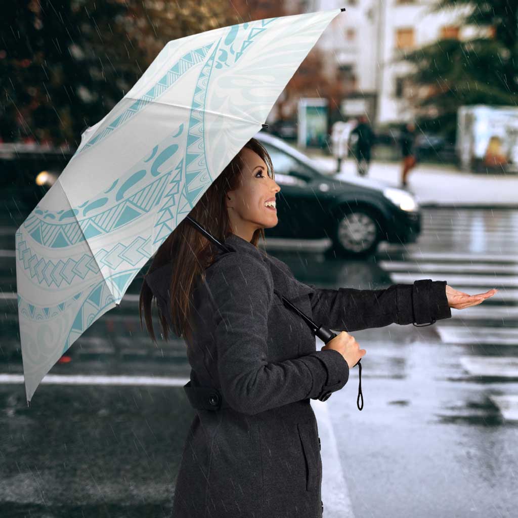 Aloha Lei Onaona Umbrella Teal Hawaiian Tribal Pattern - Polynesian Pride