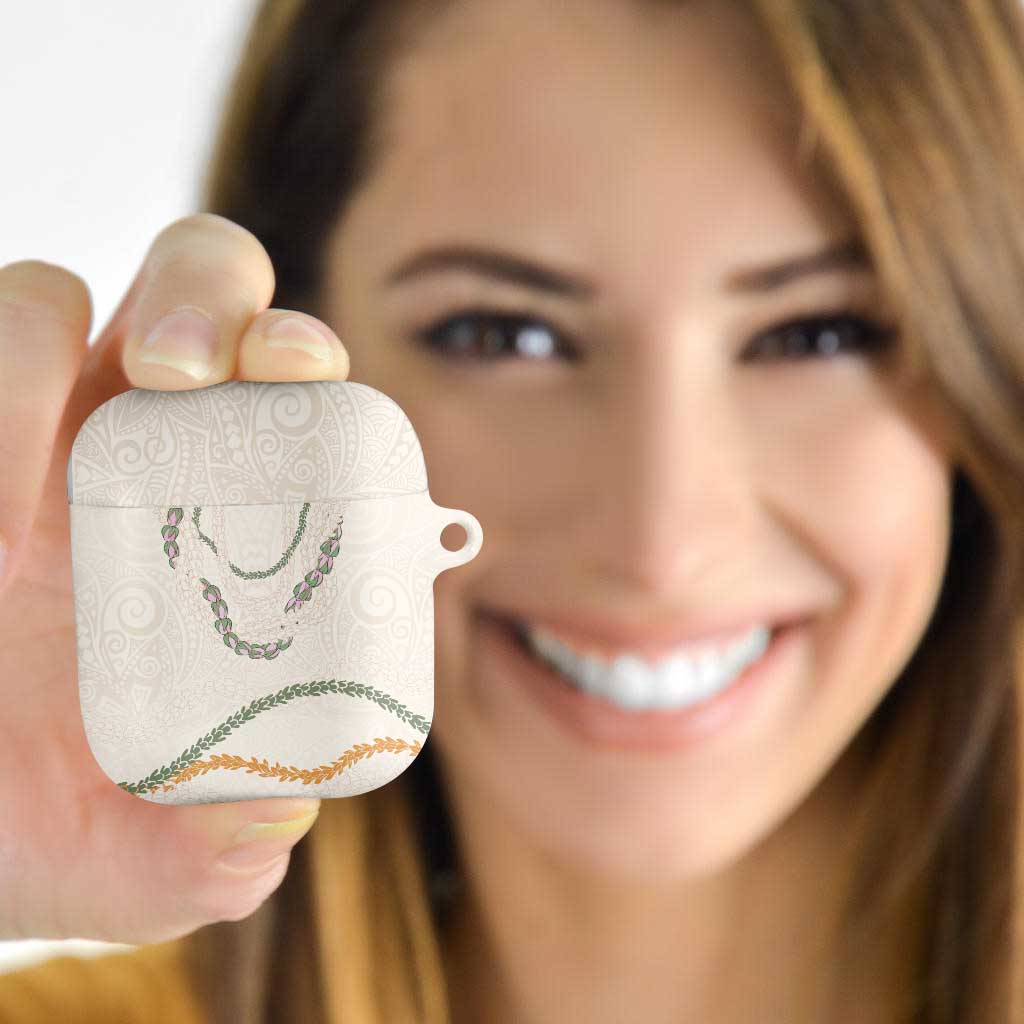 Aloha Lei Mikioi AirPods Case Beige Polynesian Tribal Tatau Pattern - Polynesian Pride