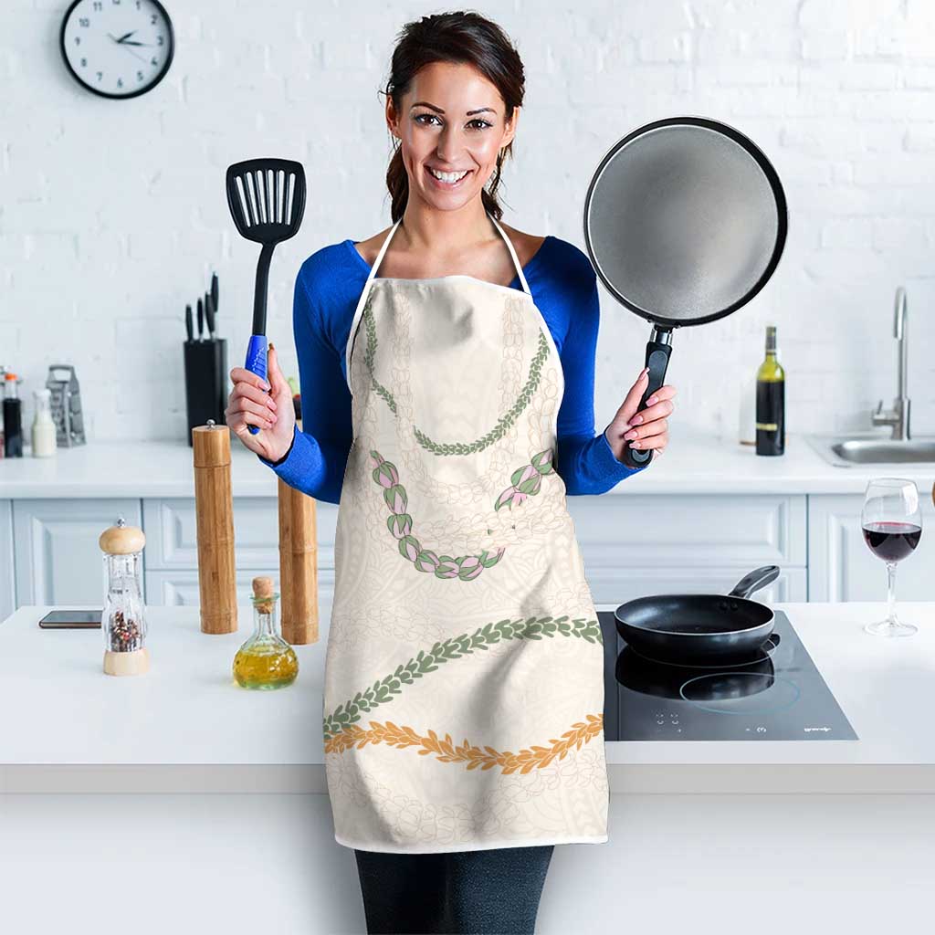 Aloha Lei Mikioi Apron Beige Polynesian Tribal Tatau Pattern - Polynesian Pride