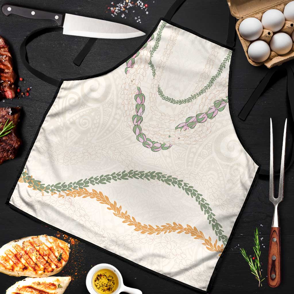 Aloha Lei Mikioi Apron Beige Polynesian Tribal Tatau Pattern - Polynesian Pride