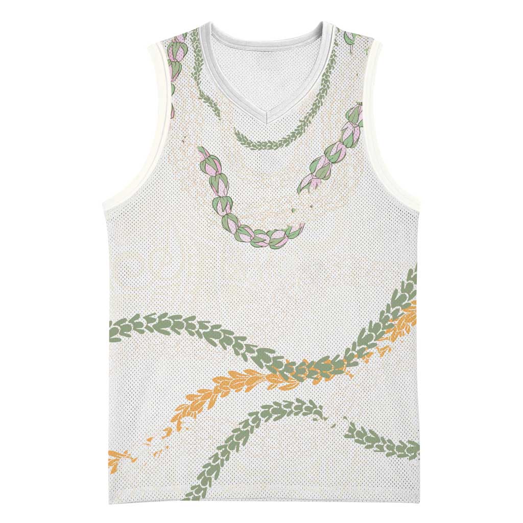 Aloha Lei Mikioi Basketball Jersey Beige Polynesian Tribal Tatau Pattern LT9 Unisex Beige - Polynesian Pride