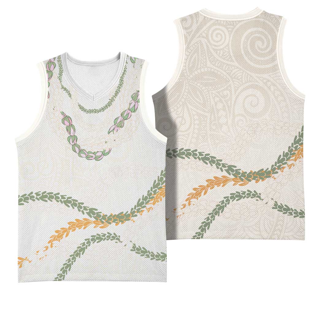 Aloha Lei Mikioi Basketball Jersey Beige Polynesian Tribal Tatau Pattern LT9 - Polynesian Pride