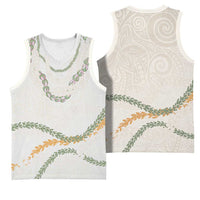 Aloha Lei Mikioi Basketball Jersey Beige Polynesian Tribal Tatau Pattern LT9 - Polynesian Pride