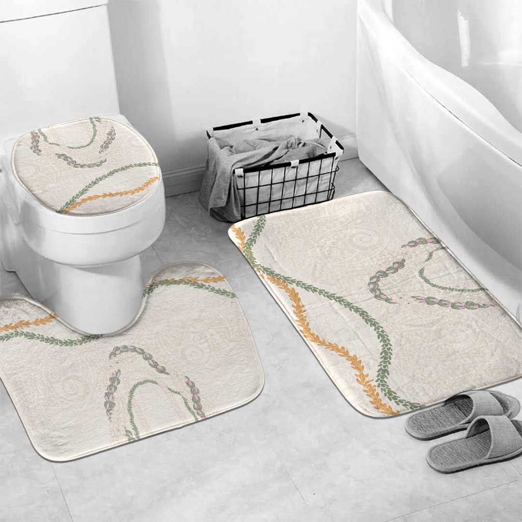 Aloha Lei Mikioi Bathroom Set Beige Polynesian Tribal Tatau Pattern - Polynesian Pride