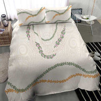 Aloha Lei Mikioi Bedding Set Beige Polynesian Tribal Tatau Pattern