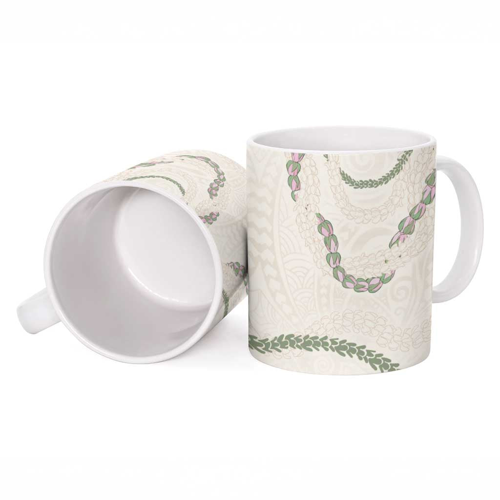 Aloha Lei Mikioi Ceramic Mug Beige Polynesian Tribal Tatau Pattern - Polynesian Pride