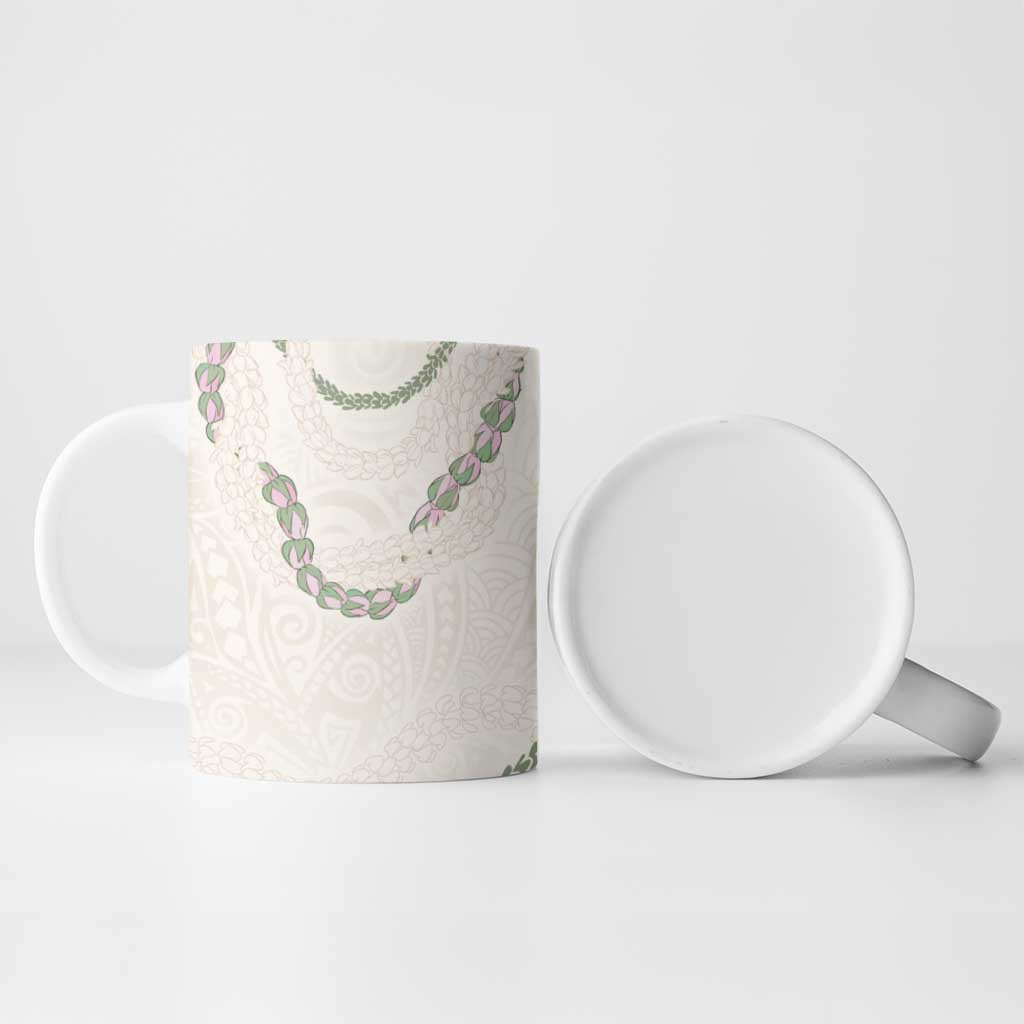 Aloha Lei Mikioi Ceramic Mug Beige Polynesian Tribal Tatau Pattern - Polynesian Pride