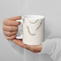 Aloha Lei Mikioi Ceramic Mug Beige Polynesian Tribal Tatau Pattern - Polynesian Pride
