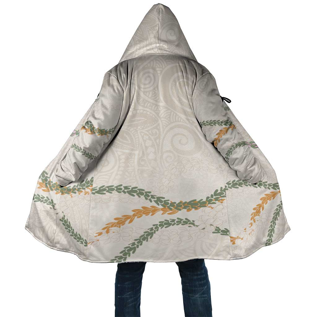 Aloha Lei Mikioi Cloak Beige Polynesian Tribal Tatau Pattern - Polynesian Pride