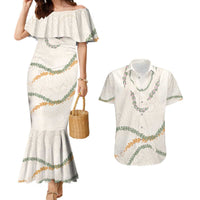 Aloha Lei Mikioi Couples Matching Mermaid Dress and Hawaiian Shirt Beige Polynesian Tribal Tatau Pattern LT9 Beige - Polynesian Pride