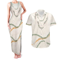 Aloha Lei Mikioi Couples Matching Tank Maxi Dress and Hawaiian Shirt Beige Polynesian Tribal Tatau Pattern LT9 Beige - Polynesian Pride