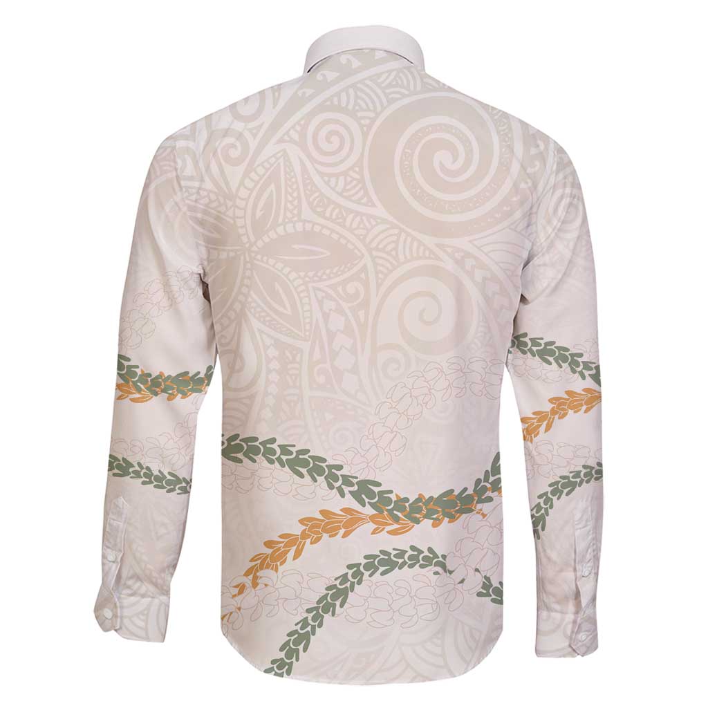 Aloha Lei Mikioi Family Matching Off Shoulder Maxi Dress and Hawaiian Shirt Beige Polynesian Tribal Tatau Pattern LT9 - Polynesian Pride
