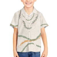 Aloha Lei Mikioi Family Matching Off Shoulder Maxi Dress and Hawaiian Shirt Beige Polynesian Tribal Tatau Pattern LT9 Son's Shirt Beige - Polynesian Pride