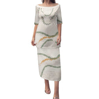 Aloha Lei Mikioi Family Matching Puletasi and Hawaiian Shirt Beige Polynesian Tribal Tatau Pattern LT9 Mom's Dress Beige - Polynesian Pride