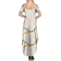 Aloha Lei Mikioi Family Matching Summer Maxi Dress and Hawaiian Shirt Beige Polynesian Tribal Tatau Pattern LT9 - Polynesian Pride