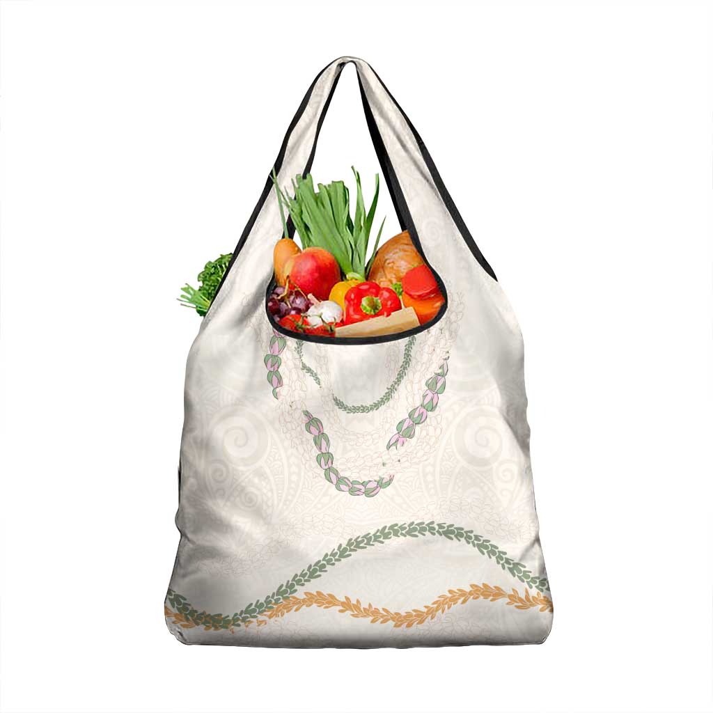 Aloha Lei Mikioi Grocery Bag Beige Polynesian Tribal Tatau Pattern LT9 1-pack One Size Beige - Polynesian Pride