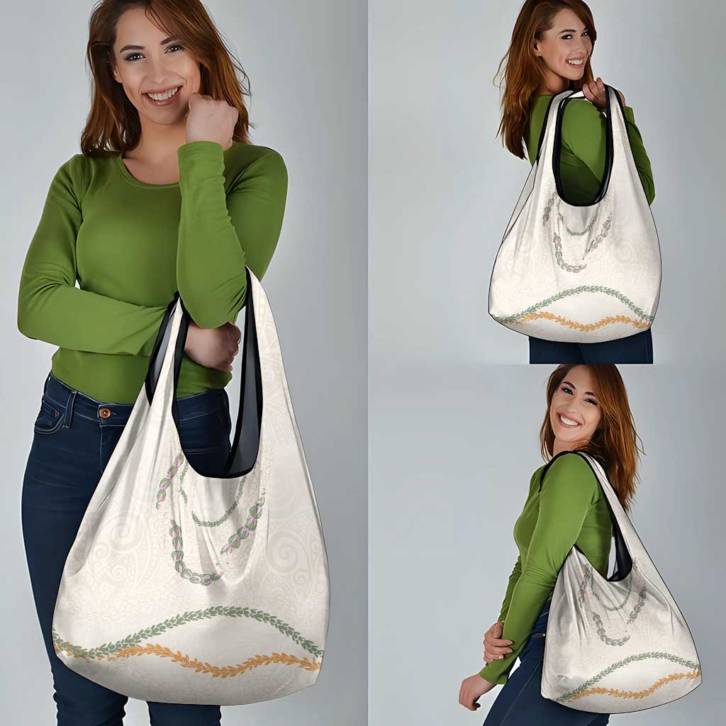Aloha Lei Mikioi Grocery Bag Beige Polynesian Tribal Tatau Pattern LT9 - Polynesian Pride