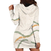 Aloha Lei Mikioi Hoodie Dress Beige Polynesian Tribal Tatau Pattern LT9 - Polynesian Pride