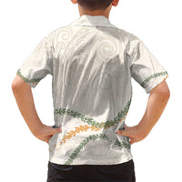 Aloha Lei Mikioi Kid Hawaiian Shirt Beige Polynesian Tribal Tatau Pattern