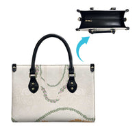 Aloha Lei Mikioi Leather Bag Beige Polynesian Tribal Tatau Pattern - Polynesian Pride