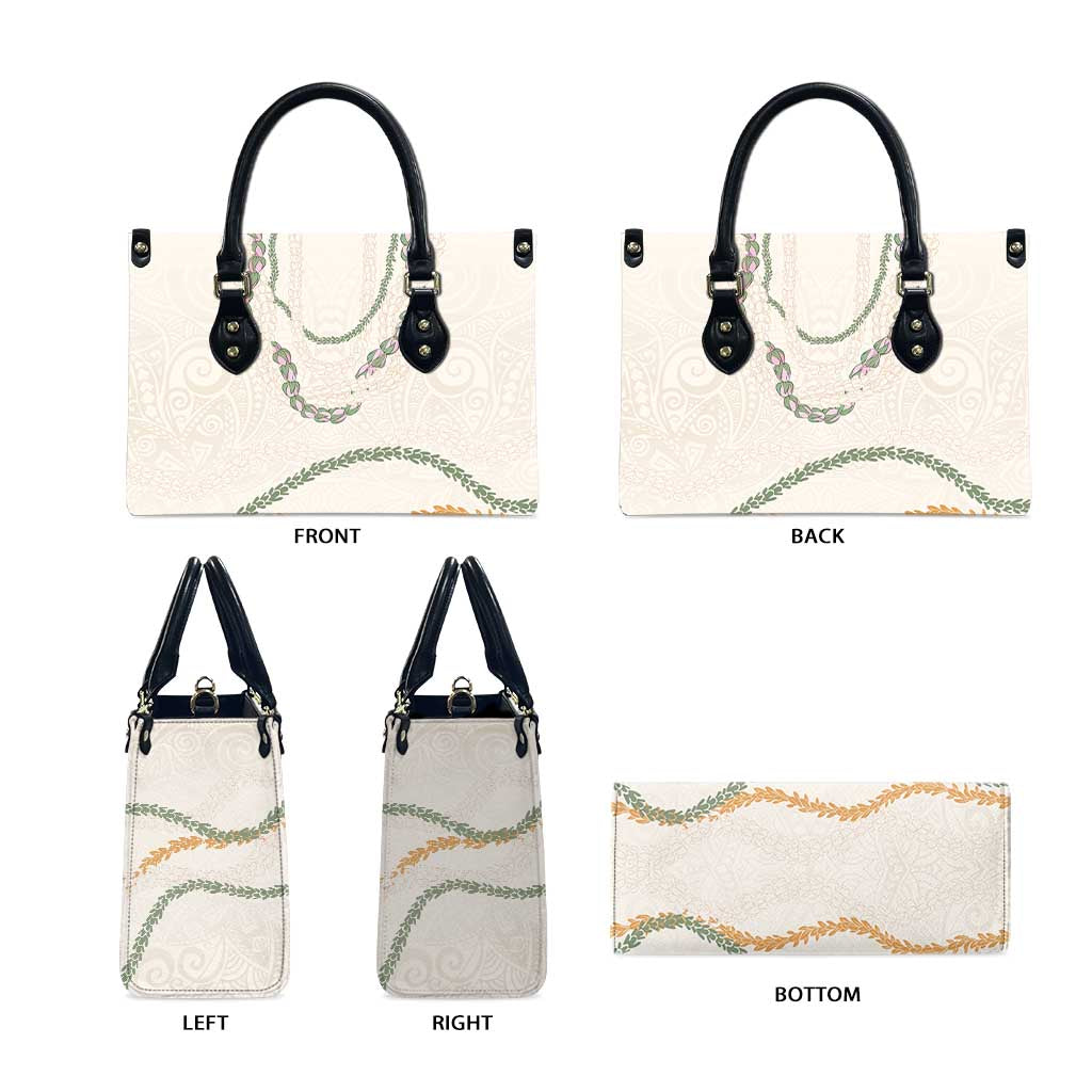 Aloha Lei Mikioi Leather Bag Beige Polynesian Tribal Tatau Pattern - Polynesian Pride