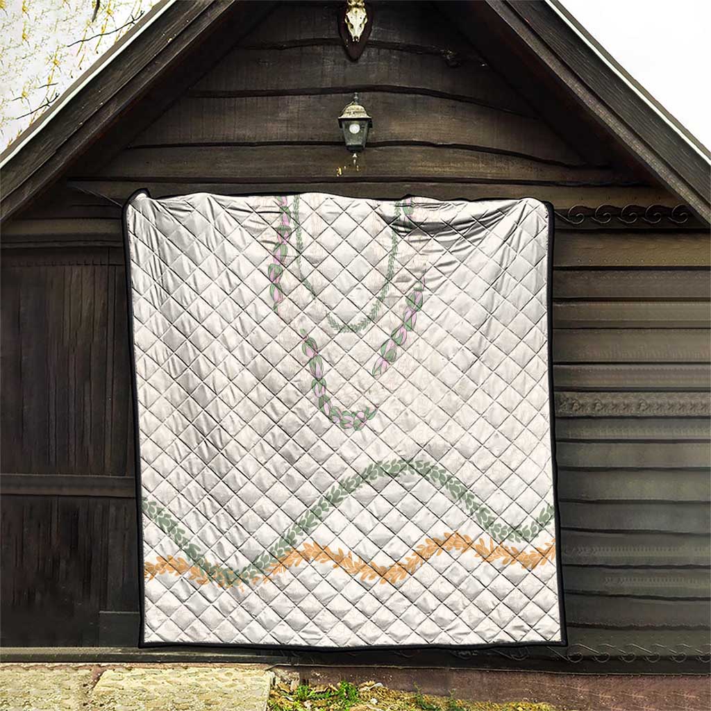Aloha Lei Mikioi Quilt Beige Polynesian Tribal Tatau Pattern