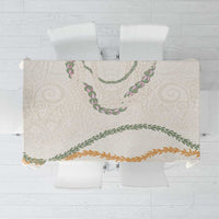 Aloha Lei Mikioi Tablecloth Beige Polynesian Tribal Tatau Pattern
