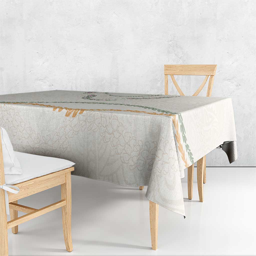 Aloha Lei Mikioi Tablecloth Beige Polynesian Tribal Tatau Pattern