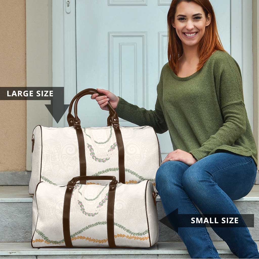 Aloha Lei Mikioi Travel Bag Beige Polynesian Tribal Tatau Pattern - Polynesian Pride